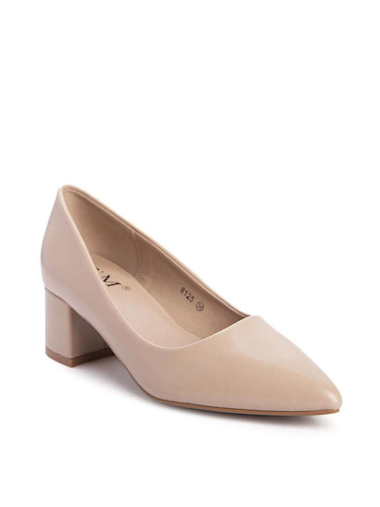 Keep Fred Synthetic Leather Pointed Toe Beige Medium Heels