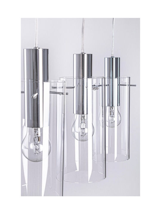 Bizzotto Aglow Pendant Light Three-Light Rail for Socket E27 Silver