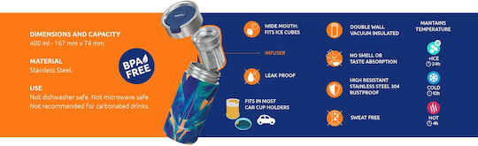 Quokka Tumblers Ποτήρι Θερμός Ανοξείδωτο BPA Free 400ml Pine