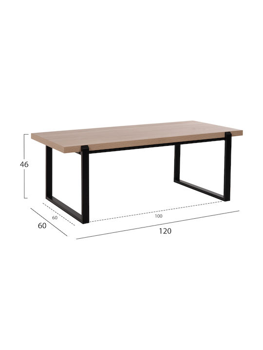 Rectangular Coffee Table Wooden Sonoma / Black L120xW60xH46cm.