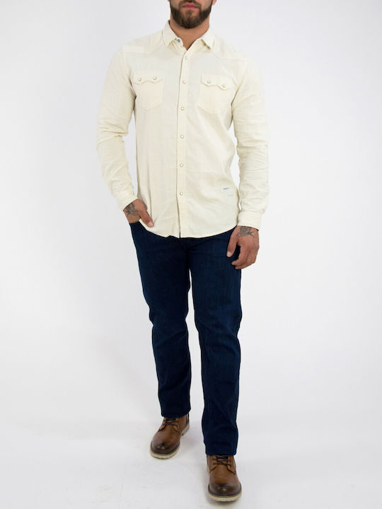 Bread and Buttons Men's Shirt Long Sleeve Corduroy Ekru