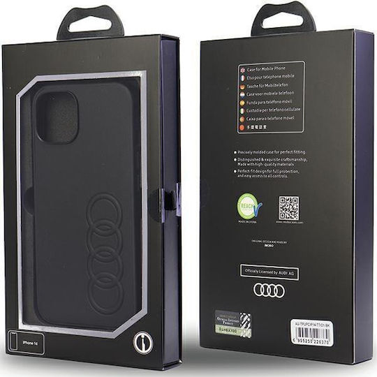 Audi Umschlag Rückseite Leder / Kunststoff Schwarz (iPhone 14)