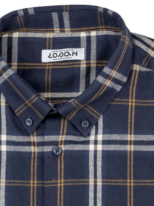 Langärmlig Flanell Hemd Geprüft Blue