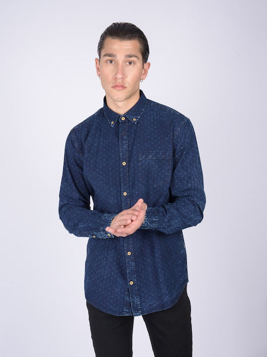 North 56.4 Men's Shirt Long Sleeve Denim Blue Navy