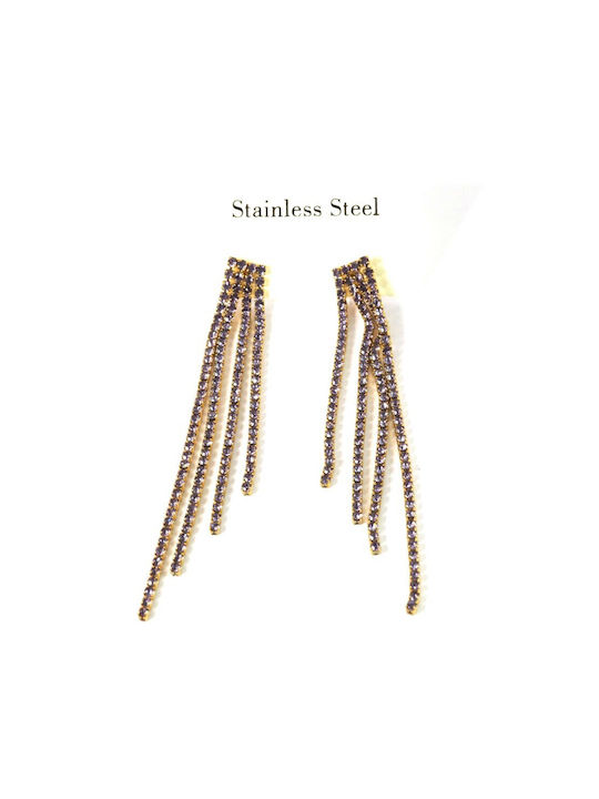 Sparkle Trims Earrings made of Steel Gold Plated with Stones