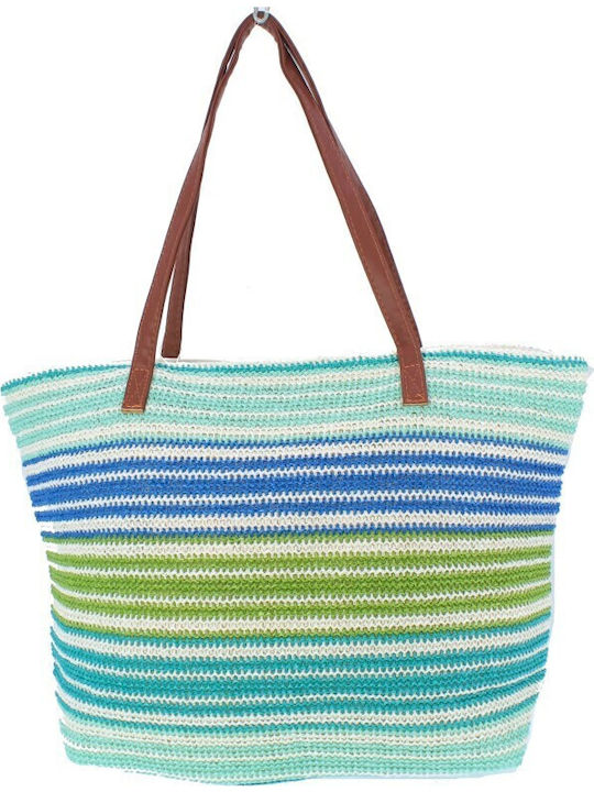 Bag to Bag Ψάθινη Τσάντα Θαλάσσης Μπλε