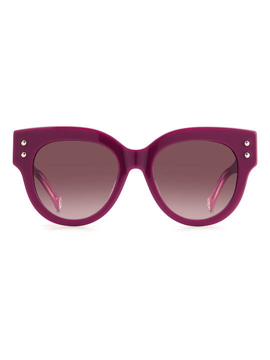 Carolina Herrera Women's Sunglasses with Burgundy Plastic Frame and Burgundy Gradient Lens