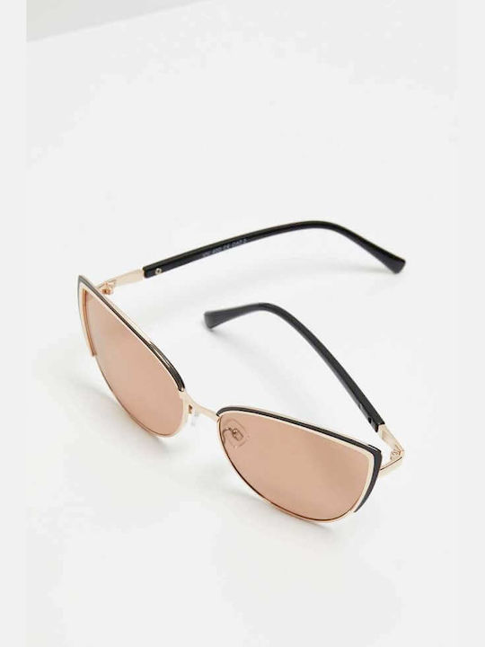 Make your image Women's Sunglasses with Gold Metal Frame and Pink Lens L-OK-4007-BROWN