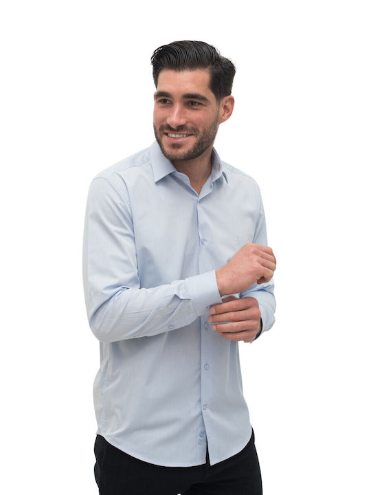 Langärmlig Baumwolle Hemd Light Blue