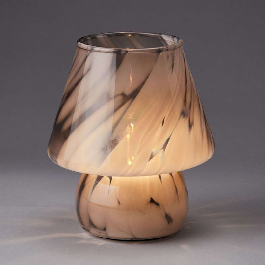 Butlers Glas Tischlampe LED mit Beige Schirm und Basis