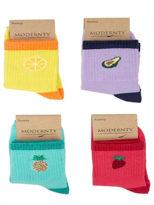 Modernty Fruits Γυναικείες Κάλτσες Πολύχρωμες 4Pack