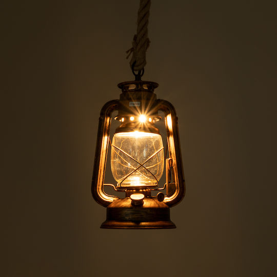 GloboStar BARBAROSSA Bronze Ceiling Light with Rope for E27 Socket 18x18x28cm