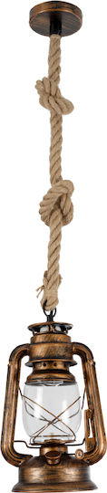 GloboStar BARBAROSSA Bronze Ceiling Light with Rope for E27 Socket 18x18x28cm
