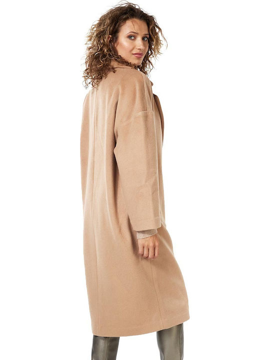 Women's Camel. Coat with Buttons