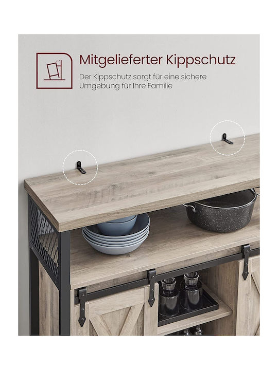 Sideboard Country Style Wooden Grey Black 100x33x80cm