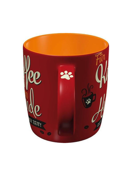 Nostalgic Art Pfotenschild - Kaffee Und Hunde Becher Keramik Rot 350ml 43039