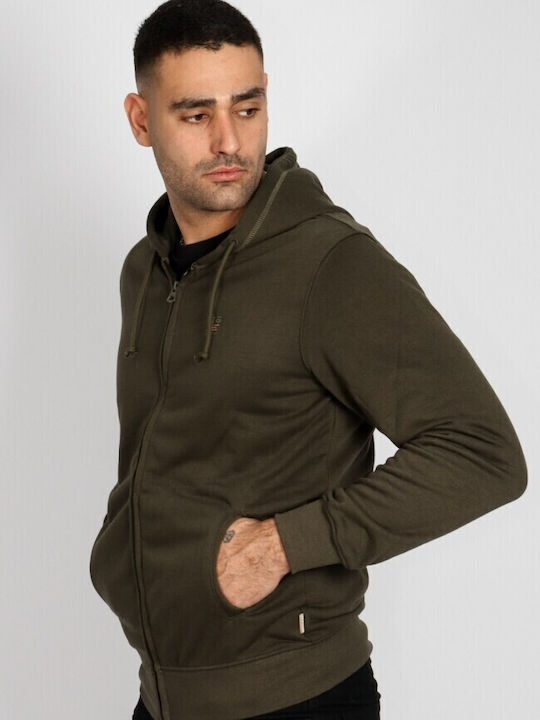 Rebase Rmtop-77 Men's Sweatshirt Jacket with Hood and Pockets Sc. Haki