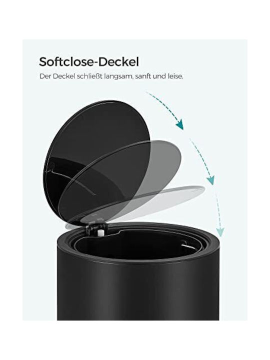 Songmics Plastic Waste Bin with Pedal Black 3L