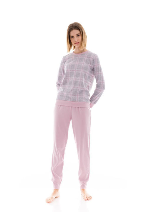 Pink Label Winter Damen Pyjama-Set Pink.