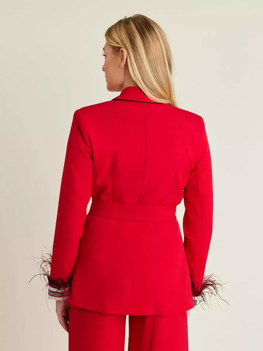 Forel Damen Krepp Blazer Rot