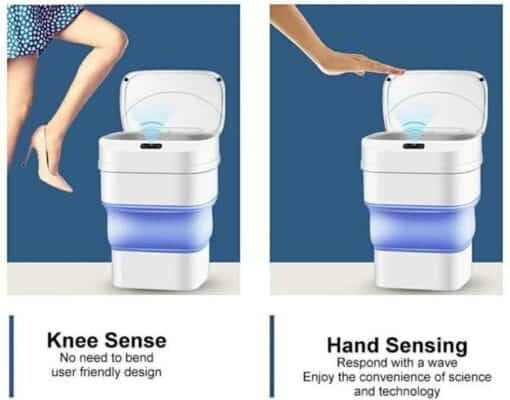 Smart Sensor Folding Πλαστικό Καλαθάκι Μπάνιου 17.5lt Μπλε