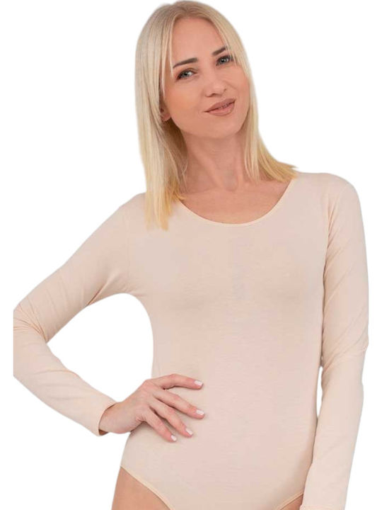 Frauen Bodysuit Μπεζ