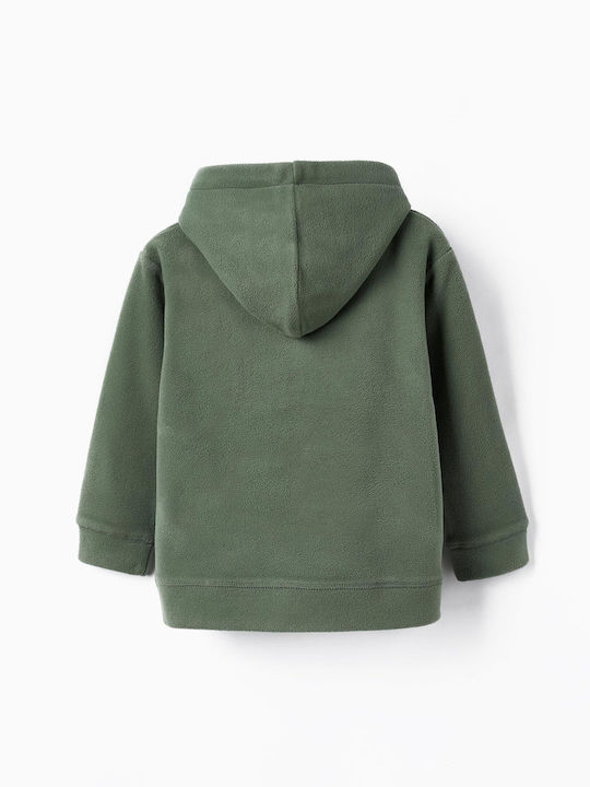 Zippy Kids Fleece Sweatshirt with Hood and Pocket Green