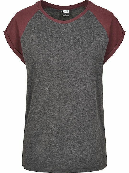 Damen T-Shirt Charcoal/Redwine