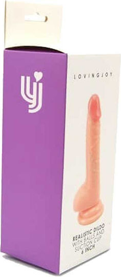 Loving Joy Ρεαλιστικό Dildo με Όρχεις και Βεντούζα Flesh 15cm