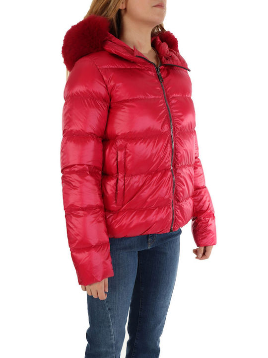 Colmar Women's Short Puffer Jacket for Winter with Hood Red