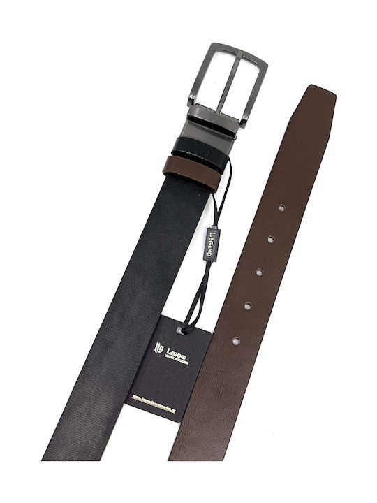 Men's Leather Double Sided Belt Black Velvet-Black Metal