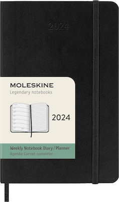 Moleskine Notebook Pocket Weekly Agenda 2024 Black