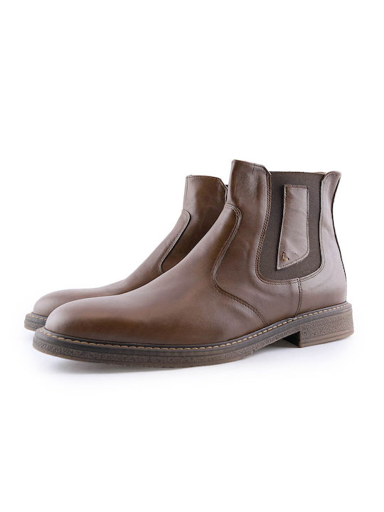 Antonio Shoes Men's Leather Boots with Zipper Brown