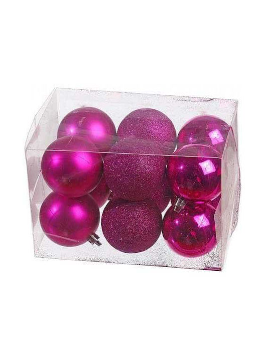 JK Home Decoration Christmas Plastic Ball Ornament Pink 4cm 12pcs