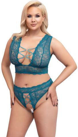 Cottelli Collection Sexy Σετ Εσωρούχων με Δαντέλα Πράσινο Plus Size