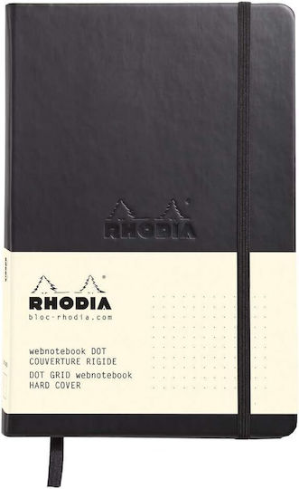 Rhodia Notebook 96 Sheets A5 with Dots and Elastic Black