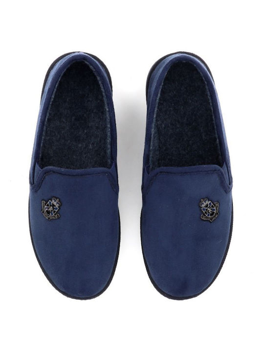 B-Soft Men's Printed Heel Enclosed Slippers Blue