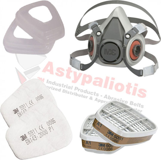 3M Mask Half Face με Φίλτρα 6051 & 5911 Complete Set 6200 6008