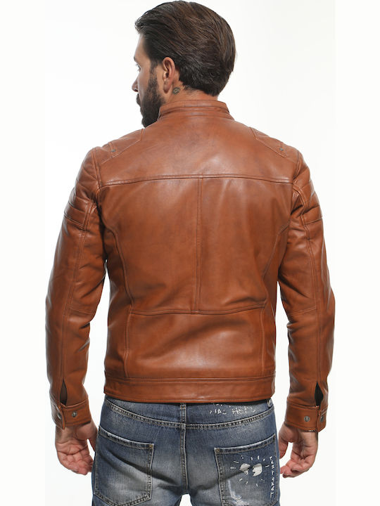 Leather Jacket Biker Brown