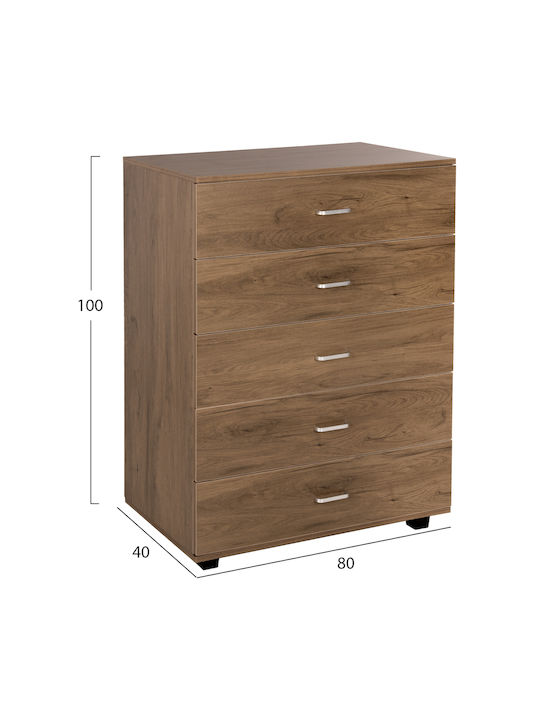 Wooden Chest of Drawers Walnut 80x40x100cm