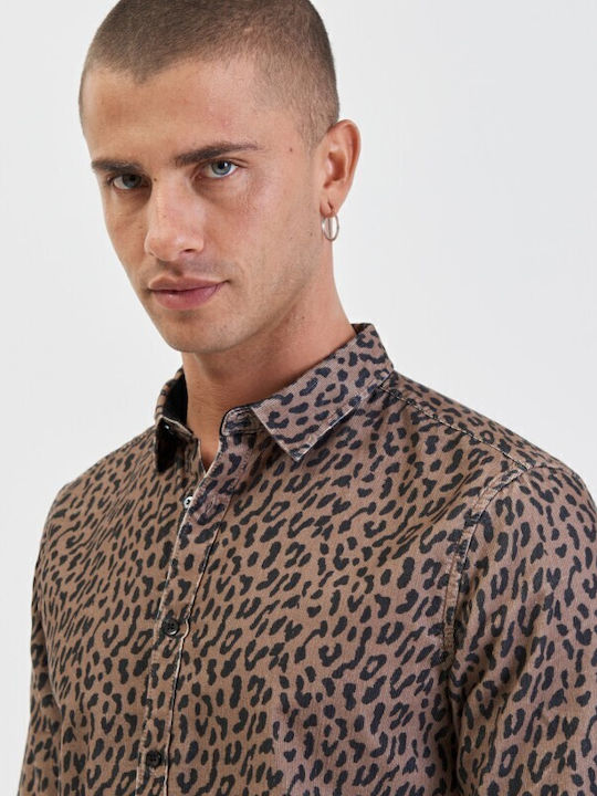 Long-sleeved Corduroy Shirt Khaki