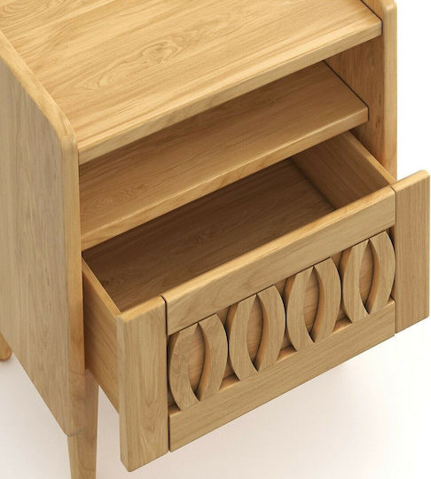 Bedside Table Malu Made of Solid Brown Wood 40x30x48cm