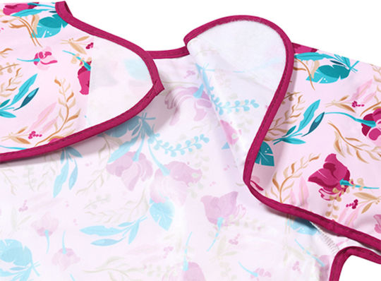 Babyono Floral Waterproof Fabric Coverall with Hoop & Loop Fastener Pocket & Sleeves Floral for 24 m+