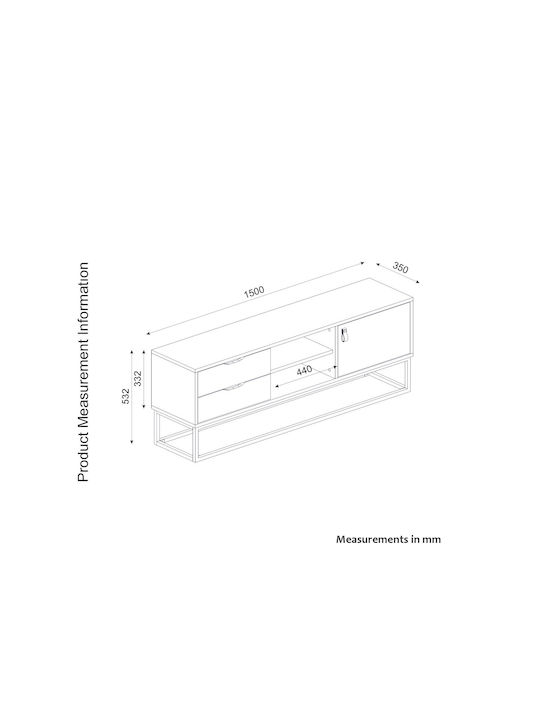 TV Stand Barbara Melamine M150xDepth35xHeight53cm