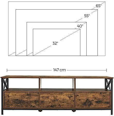 TV Stand Metal Rustic brown and black L147xW40xH50cm