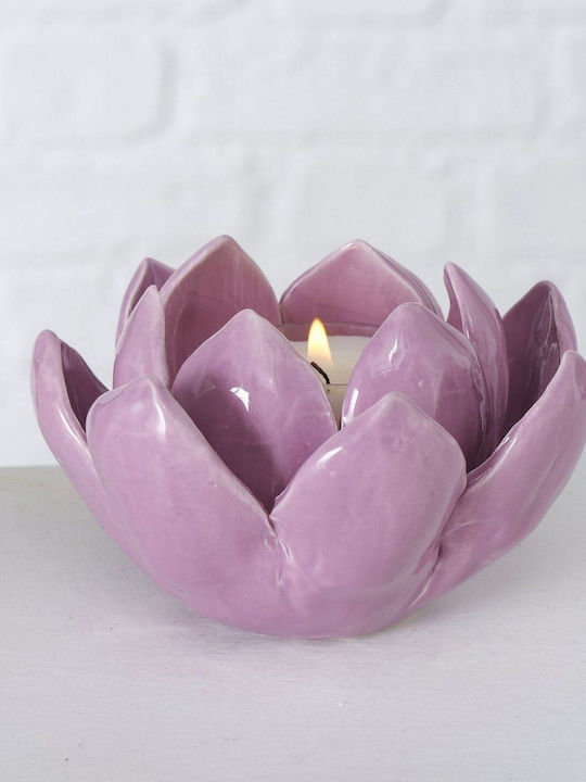 La Belle Maison Candle Holder Ceramic in Purple Color 10x10x8cm 1pcs