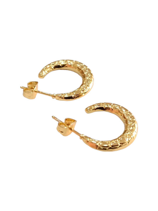 One Earrings Hoops made of Steel Gold Plated