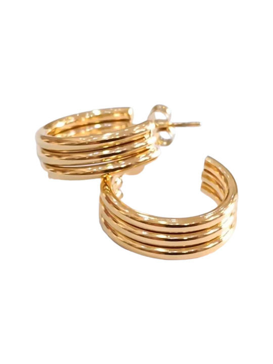 One Earrings Hoops made of Steel Gold Plated