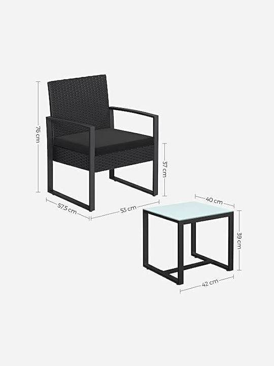 Living Room Set For Small Outdoor Spaces 3 Pieces Black
