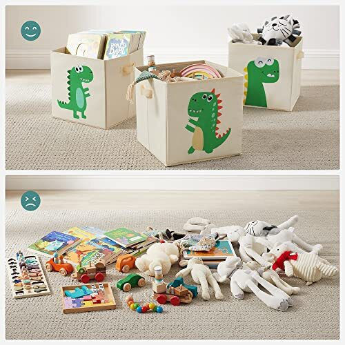 Songmics Детска кутия за съхранение сгъваема Box Set Бежов 30x30x30см 3бр